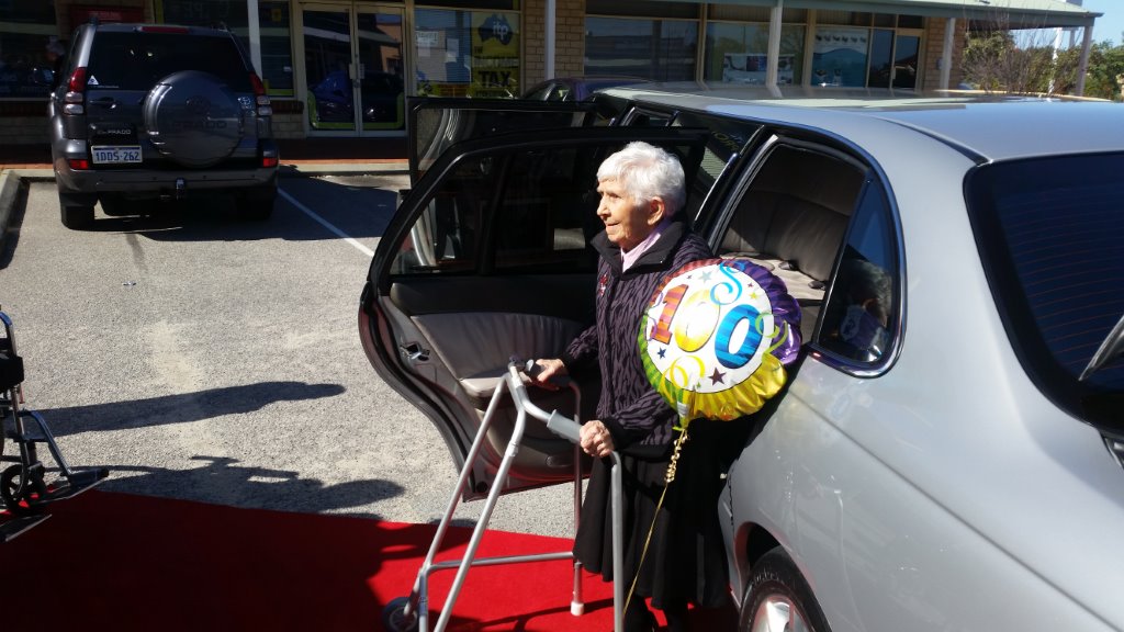 Grandma 100th birthday limousine celebration birthday party